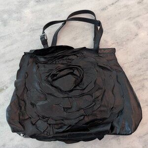 Valentino Garavani Black Leather Rose Petale XL Tote – Designer Floral Bag